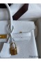 Hermes Birkin 25 Retourne Handmade Bag In White Clemence Leather