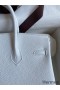 Hermes Birkin 25 Retourne Handmade Bag In White Clemence Leather