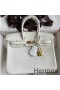Hermes Birkin 25 Retourne Handmade Bag In White Swift Calfskin