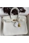 Hermes Birkin 25 Retourne Handmade Bag In White Swift Calfskin