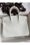 Hermes Birkin 25 Retourne Handmade Bag In White Swift Calfskin