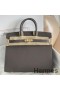 Hermes Birkin 25 Sellier Handmade Bag In Etain Epsom Calfskin