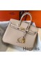 Hermes Birkin 25cm Bag In Beige Clemence Leather GHW