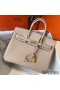 Hermes Birkin 25cm Bag In Beige Clemence Leather GHW