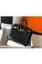 Hermes Birkin 25cm Bag In Black Embossed Crocodile Leather