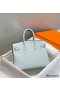 Hermes Birkin 25cm Bag In Blue Brume Clemence Leather PHW