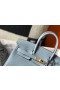 Hermes Birkin 25cm Bag In Blue Lin Clemence Leather GHW