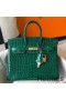 Hermes Birkin 25cm Bag In Green Embossed Crocodile Leather