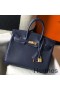 Hermes Birkin 25cm Bag In Navy Blue Clemence Leather GHW