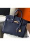 Hermes Birkin 25cm Bag In Navy Blue Clemence Leather GHW