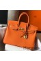 Hermes Birkin 25cm Bag In Orange Clemence Leather GHW