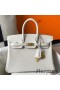 Hermes Birkin 25cm Bag In White Embossed Crocodile Leather