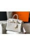 Hermes Birkin 25cm Bag In White Embossed Crocodile Leather