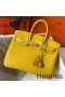 Hermes Birkin 25cm Bag In Yellow Clemence Leather GHW
