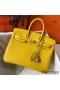Hermes Birkin 25cm Bag In Yellow Clemence Leather GHW