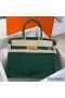 Hermes Birkin 30 Bag In Green Crocodile Porosus Shiny Skin