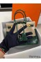 Hermes Birkin 30 Bag In Green Crocodile Porosus Shiny Skin