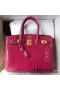 Hermes Birkin 30 Bag In Rose Red Crocodile Niloticus Shiny Skin