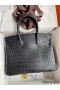 Hermes Birkin 30 Handmade Bag In Black Crocodile Niloticus Matte Skin