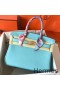 Hermes Birkin 30 Handmade Bag In Blue Atoll Clemence Leather