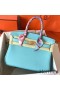 Hermes Birkin 30 Handmade Bag In Blue Atoll Clemence Leather