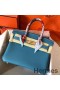 Hermes Birkin 30 Handmade Bag In Blue Jean Clemence Leather