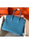 Hermes Birkin 30 Handmade Bag In Blue Jean Clemence Leather