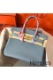 Hermes Birkin 30 Handmade Bag In Blue Lin Clemence Leather