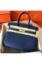 Hermes Birkin 30 Handmade Bag In Blue Ostrich Skin