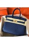 Hermes Birkin 30 Handmade Bag In Blue Ostrich Skin