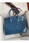 Hermes Birkin 30 Handmade Bag In Blue Tempete Crocodile Niloticus Shiny Skin