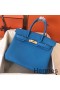 Hermes Birkin 30 Handmade Bag In Blue Zanzibar Clemence Leather