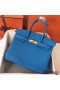 Hermes Birkin 30 Handmade Bag In Blue Zanzibar Clemence Leather