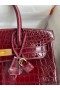 Hermes Birkin 30 Handmade Bag In Bordeaux Crocodile Niloticus Shiny Skin