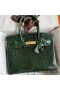 Hermes Birkin 30 Handmade Bag In Green Crocodile Porosus Shiny Skin