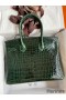 Hermes Birkin 30 Handmade Bag In Green Crocodile Porosus Shiny Skin