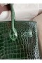 Hermes Birkin 30 Handmade Bag In Green Crocodile Porosus Shiny Skin