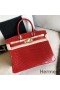 Hermes Birkin 30 Handmade Bag In Red Crocodile Niloticus Shiny