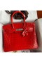 Hermes Birkin 30 Handmade Bag In Red Crocodile Niloticus Shiny Skin