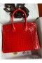 Hermes Birkin 30 Handmade Bag In Red Crocodile Niloticus Shiny Skin