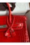 Hermes Birkin 30 Handmade Bag In Red Crocodile Niloticus Shiny Skin