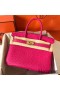 Hermes Birkin 30 Handmade Bag In Rose Red Ostrich Skin