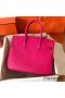 Hermes Birkin 30 Handmade Bag In Rose Red Ostrich Skin