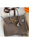 Hermes Birkin 30 Handmade Bag In Taupe Crocodile Niloticus Shiny Skin