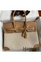 Hermes Birkin 30 Handmade Bag In Toile & Chai Epsom Leather