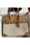Hermes Birkin 30 Handmade Bag In Toile & Chai Epsom Leather