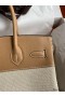 Hermes Birkin 30 Handmade Bag In Toile & Chai Epsom Leather
