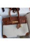 Hermes Birkin 30 Handmade Bag In Toile & Gold Swift Leather