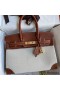 Hermes Birkin 30 Handmade Bag In Toile & Gold Swift Leather