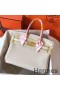Hermes Birkin 30 Handmade Bag In White Clemence Leather